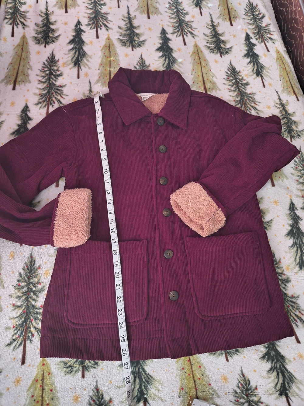 Boston Traders Corduroy Jacket with Contrast Sherpa Trim in Burgundy - Picture 4 of 10
